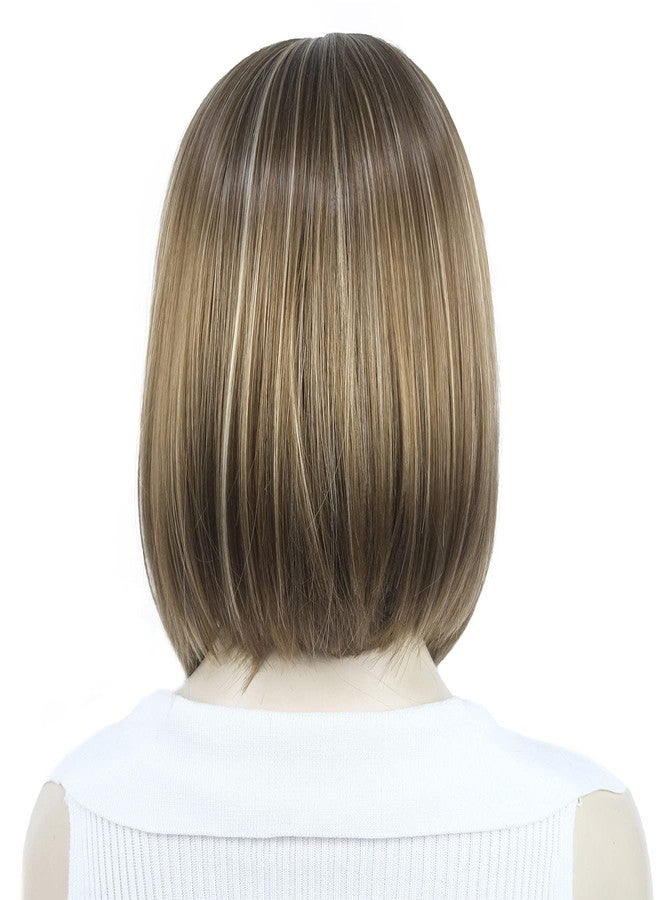 ايمول شعر مستعار قصير مستقيم بوب 3/4 من إيمول مع طوق رأس، شعر مستعار نصف صناعي للنساء (12TT26 بني مع خصلات فاتحة) - Image 5